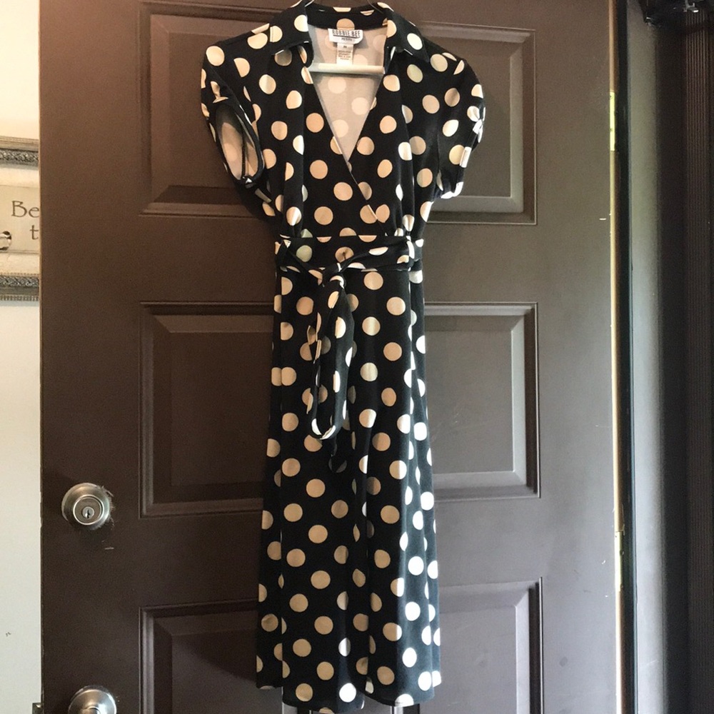 B/W Polka Dot Midi Dress, petite medium